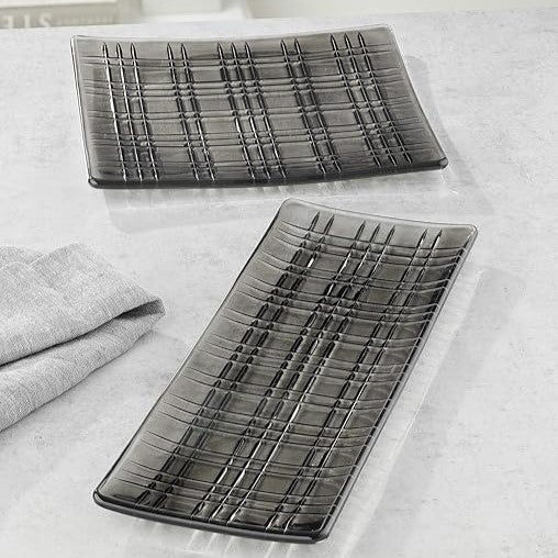Square Crystal Square Smoke Plate 21 cm (Set of 2)
