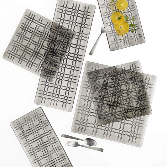 Square Crystal Square Smoke Plate 21 cm (Set of 2)