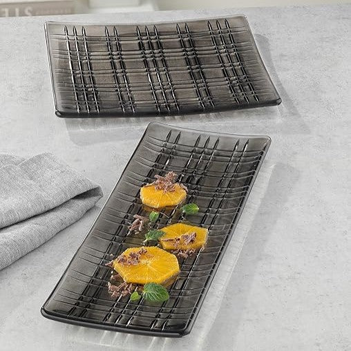 Square Crystal Square Smoke Plate 21 cm (Set of 2)