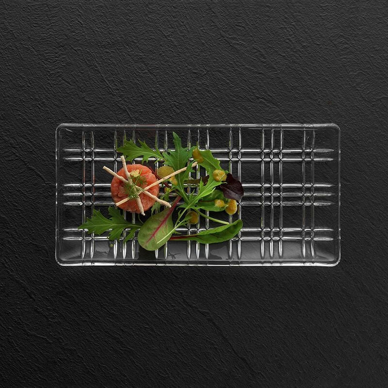 Square Crystal Square Smoke Rectangular Plate 28 cm