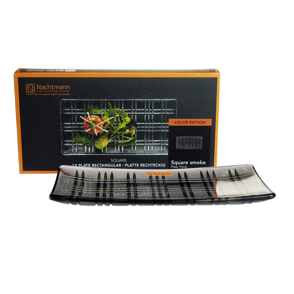 Square Crystal Square Smoke Rectangular Plate 28 cm