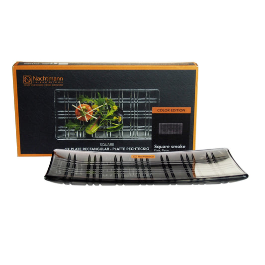 Square Crystal Square Smoke Rectangular Plate 28 cm
