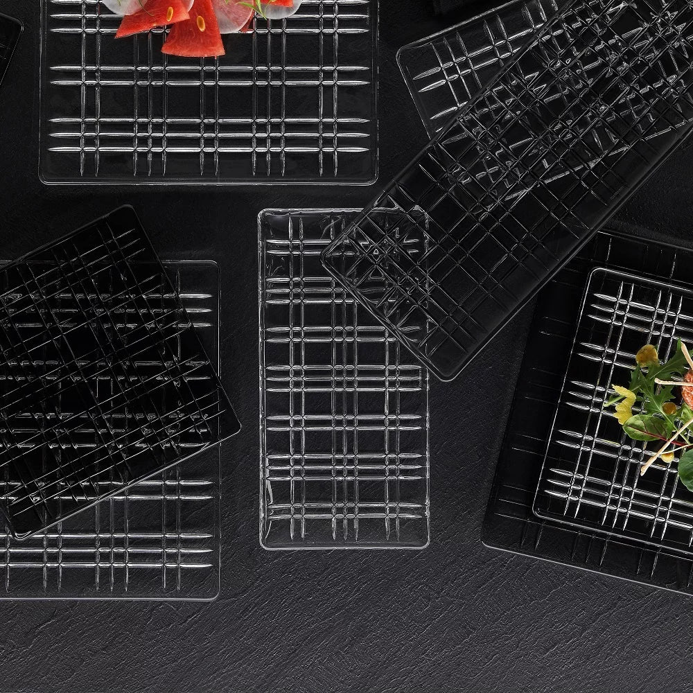 Square Crystal Square Smoke Rectangular Plate 28 cm