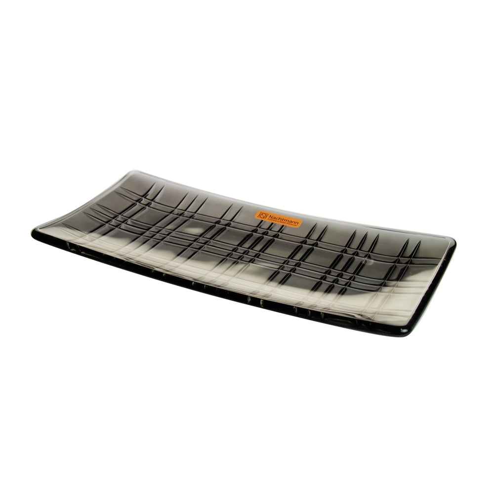 Square Crystal Square Smoke Rectangular Plate 28 cm