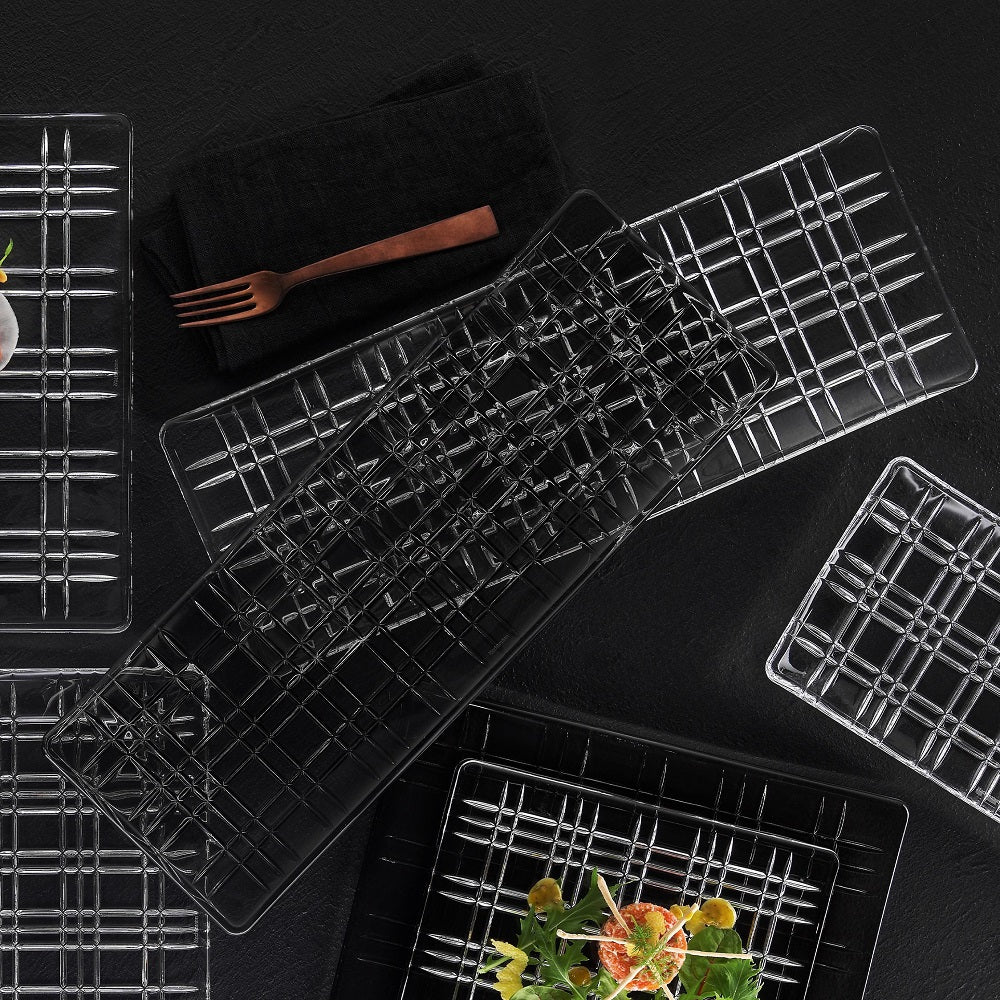 Square Crystal Square Smoke Rectangular Plate 28 cm