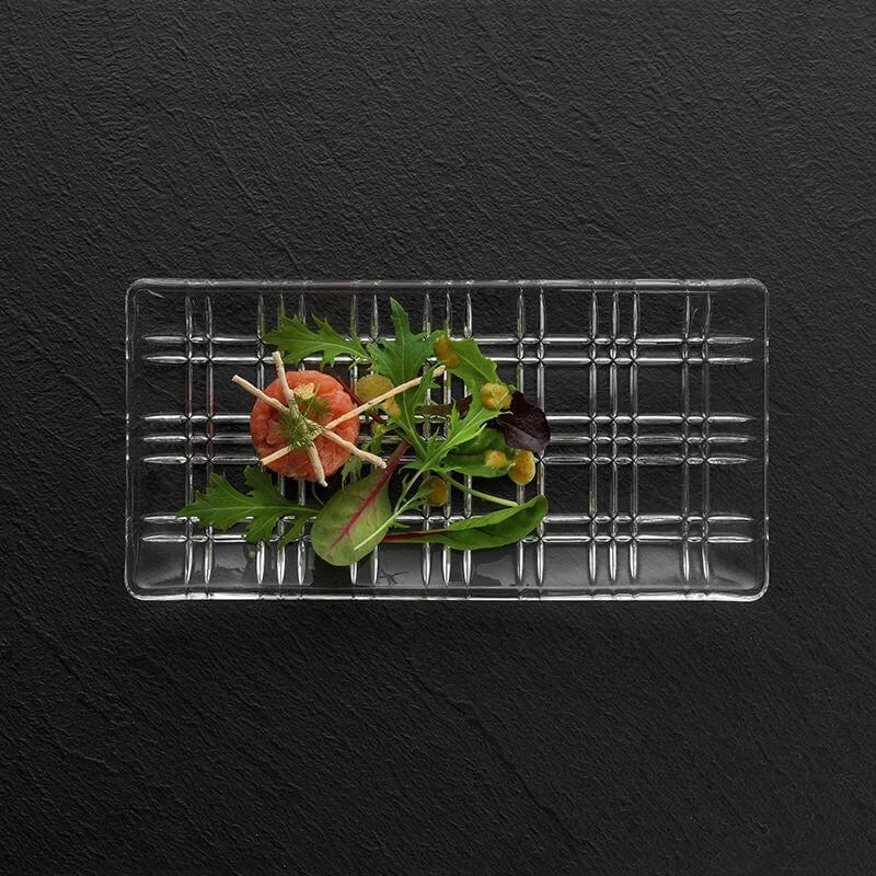 Square Crystal Square Smoke Rectangular Plate 28 cm