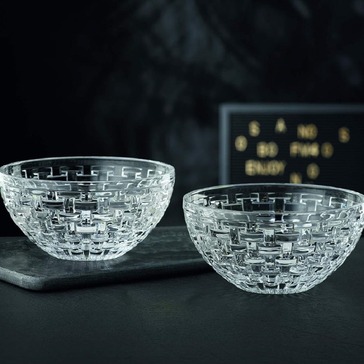 Nachtmann Bossa Nova Glass Bowls, 7 Inch, Clear, Set Of 2, 1190 ML