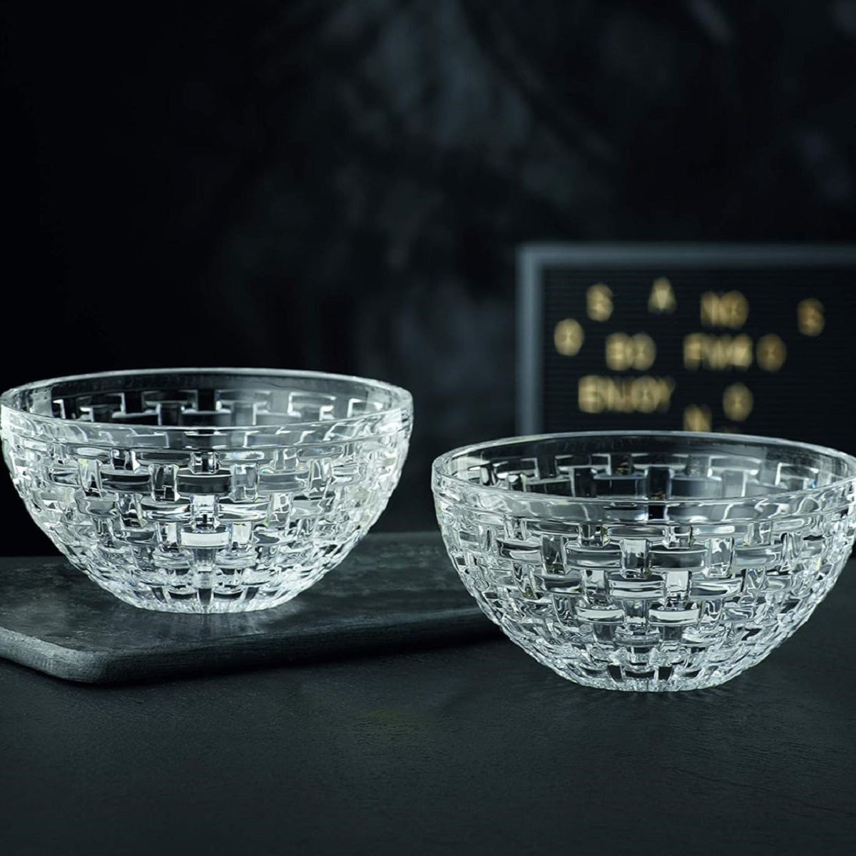 Nachtmann Bossa Nova Glass Bowls, 7 Inch, Clear, Set Of 2, 1190 ML