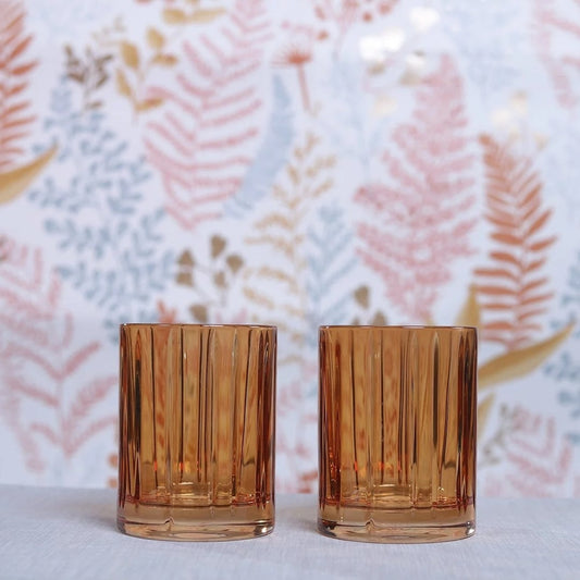 Lines Whisky Coloured Glass Amber Set of 4