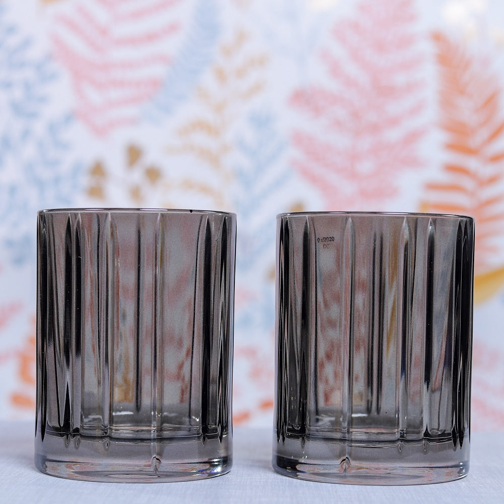 Lines Whisky Coloured Glass Smoke Set of 4