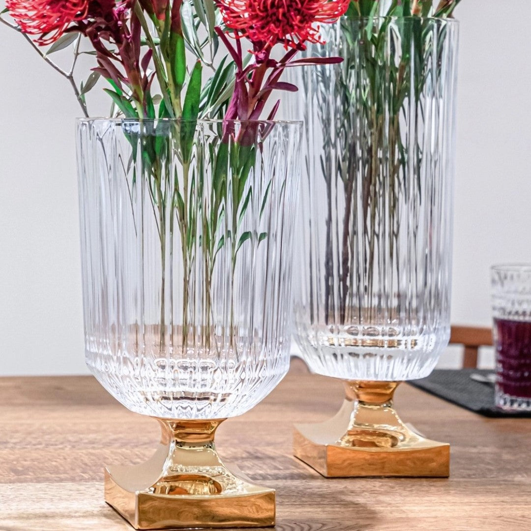 Nachtmann Minerva Vase With Golden Foot 40Cm