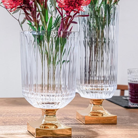 Nachtmann Minerva Vase With Golden Foot 40Cm