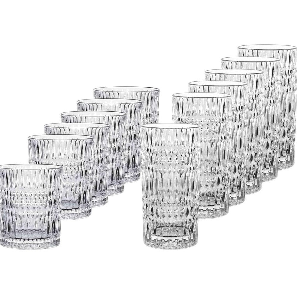 Spiegelau & Nachtmann, Set of 12 Bar Glasses, Set of 6 Whisky and Londrink Glasses, Crystal Glass, 15/10oz Ethnic 105354