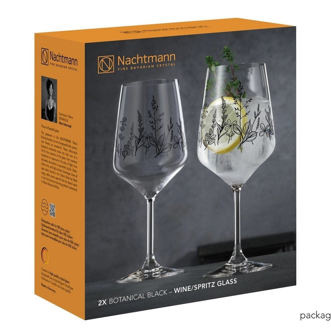 NACHTMANN Tattoo Wine/Spritz Glass - Botanical Black Set'2