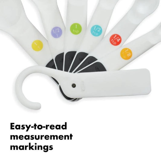 OXO GG 7 PC PLASTIC MEASURING SPOONS - SNAPS - WHITE