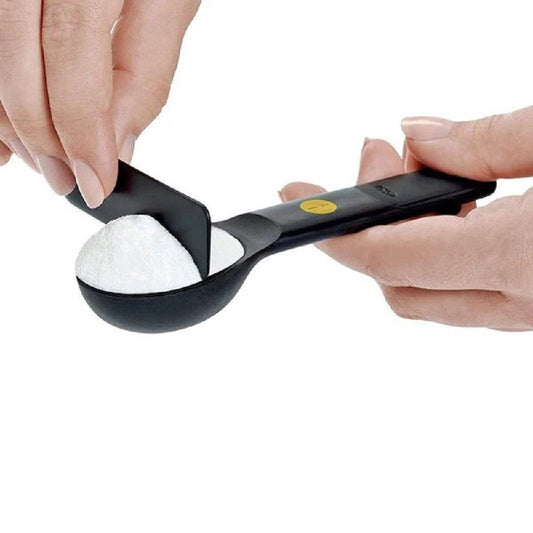 PLASTIC MEASURING SPOONS - SNAPS - BLACK  INTL