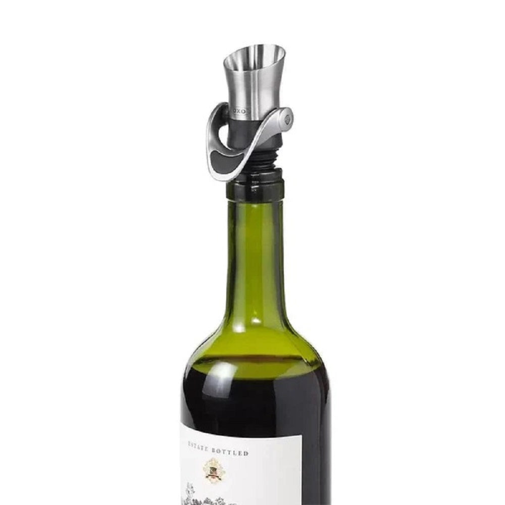 OXO STEEL WINE STOPPER  AND POURER COMBINATION