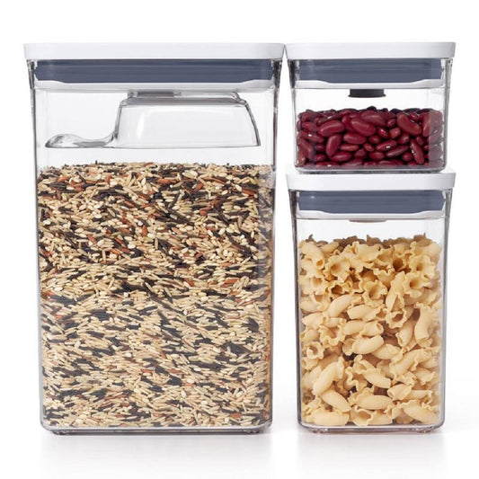 OXO GG 3 PC POP CONTAINER RECTANGLE SET WITH SCOOP