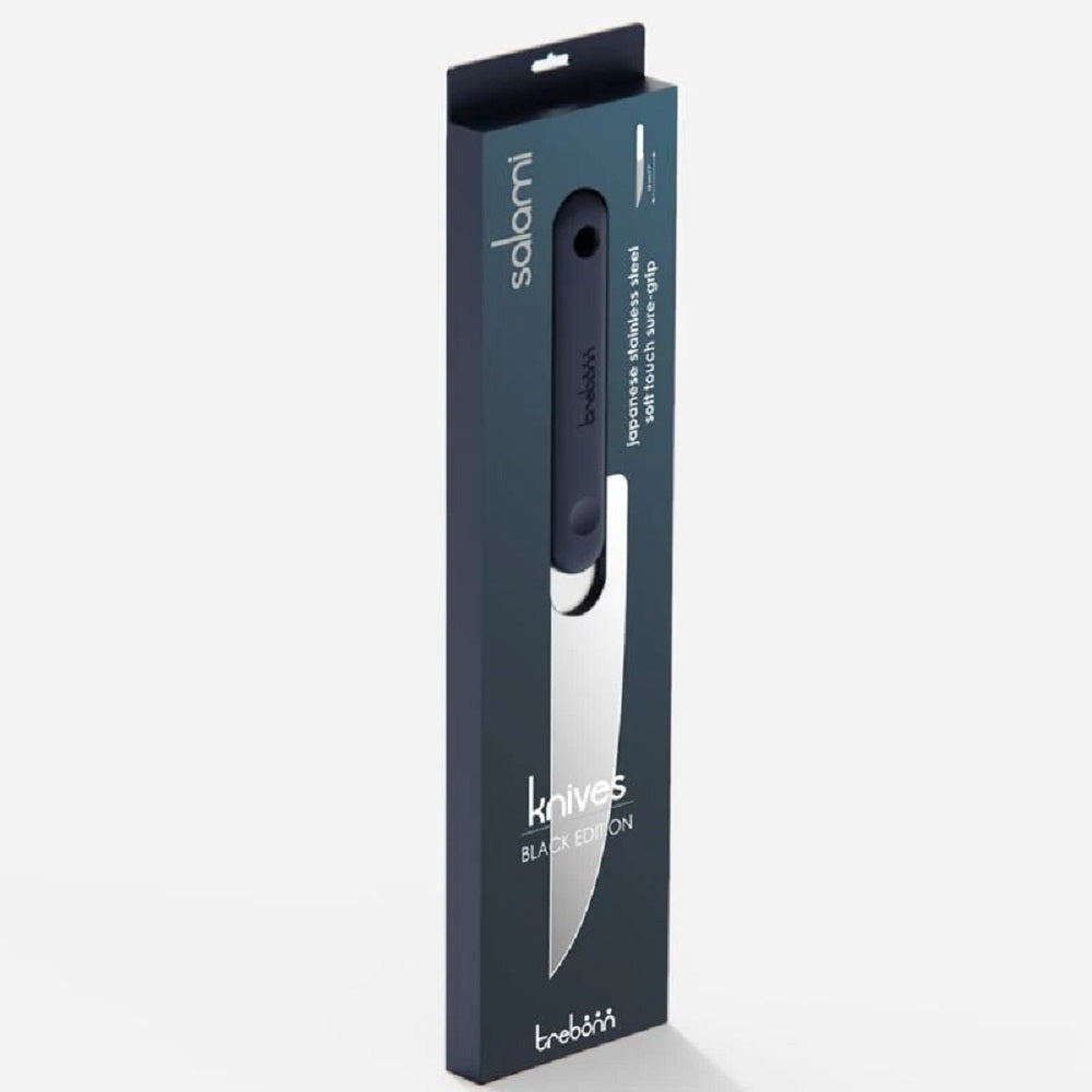 Salami Knife - Black Edition Japanese stainless steel kitchen knife with soft-touch anti-slip handle