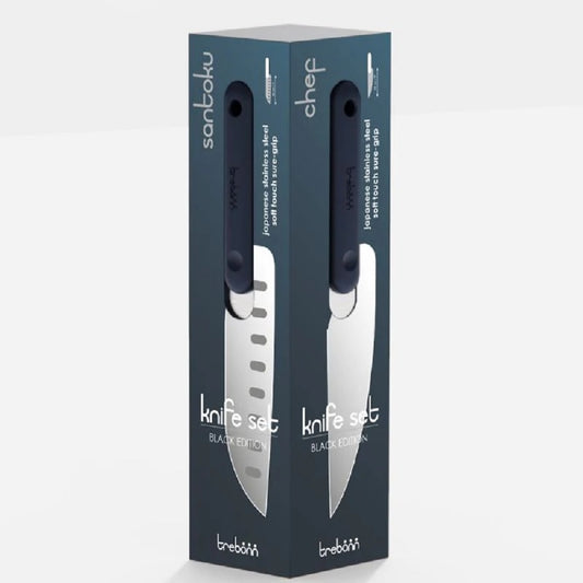 Knife Set - Black Edition Japanese stainless steel kitchen knife set with soft-touch anti-slip handle
