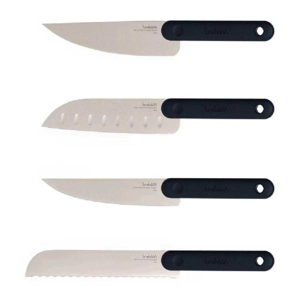 Knife Set - Black Edition Japanese stainless steel kitchen knife set with soft-touch anti-slip handle