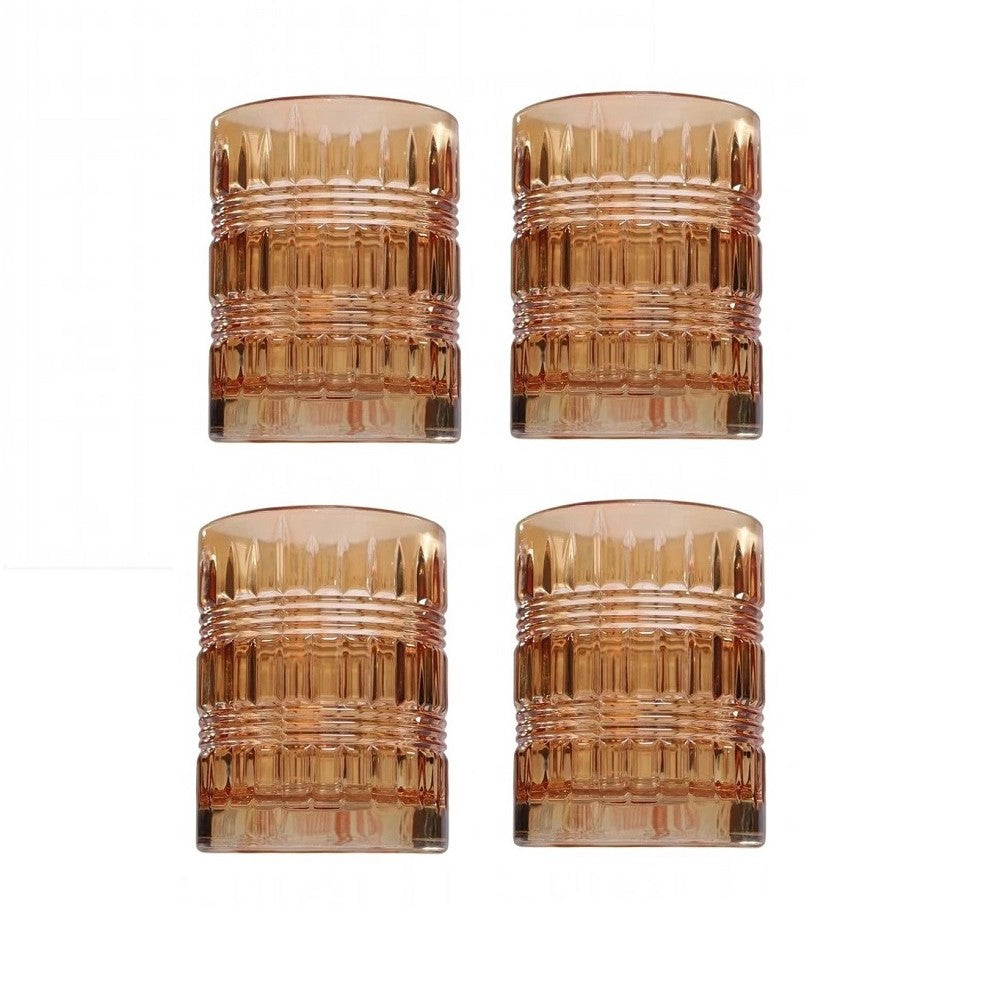 Village Whisky Coloured Glass Amber Set of 4