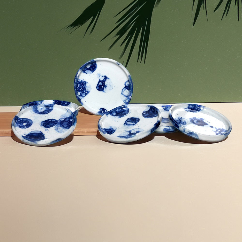 Tablejoy Edged Cannapes Plate Set'6 Blu