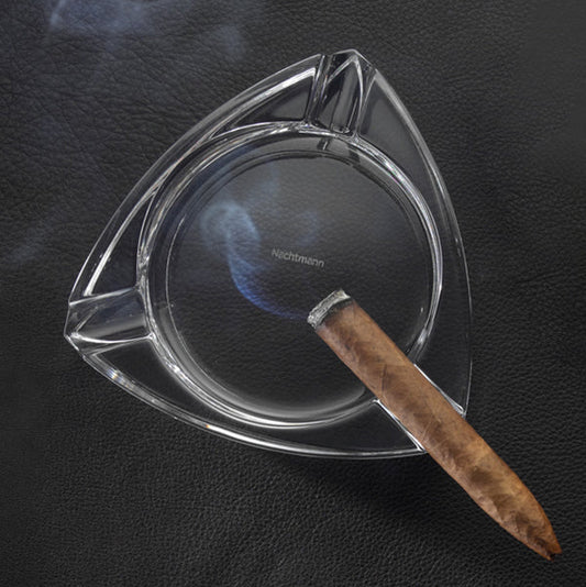 Nachtmann Round Triangle Cigar Ashtray, 7", Clear