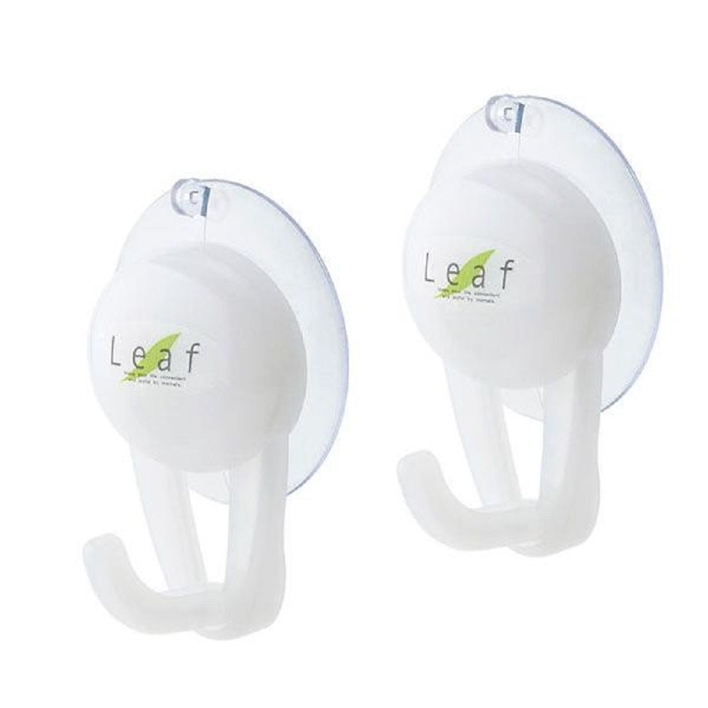 PLASTIC BATH HOOK WITH SUCTION-LEAF (WHITE)