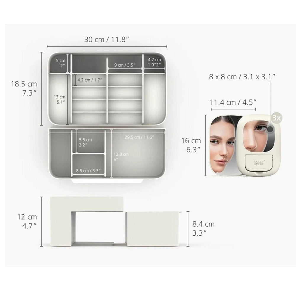 viva large cosmetic organiser with removable mirror with shell