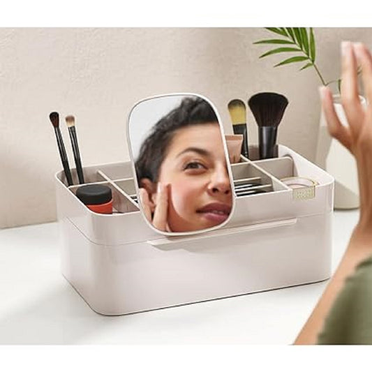 viva large cosmetic organiser with removable mirror with shell