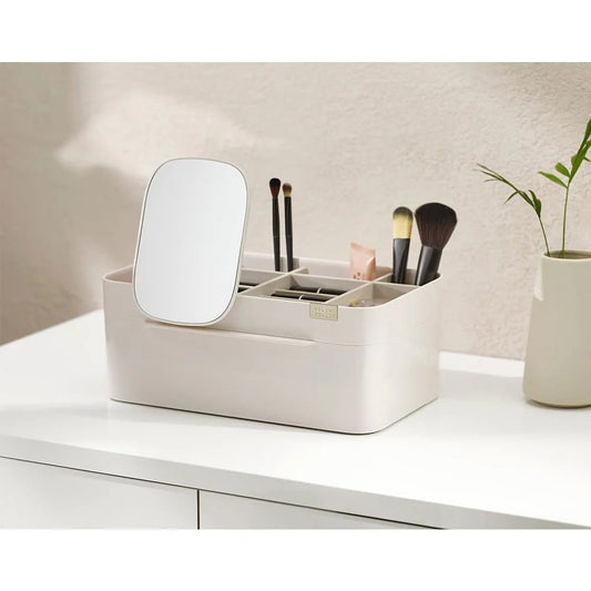 viva large cosmetic organiser with removable mirror with shell