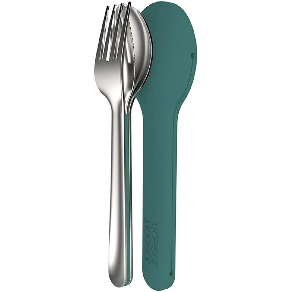 GoEat Space Saving Stainless Steel Cutlery Set, Teal