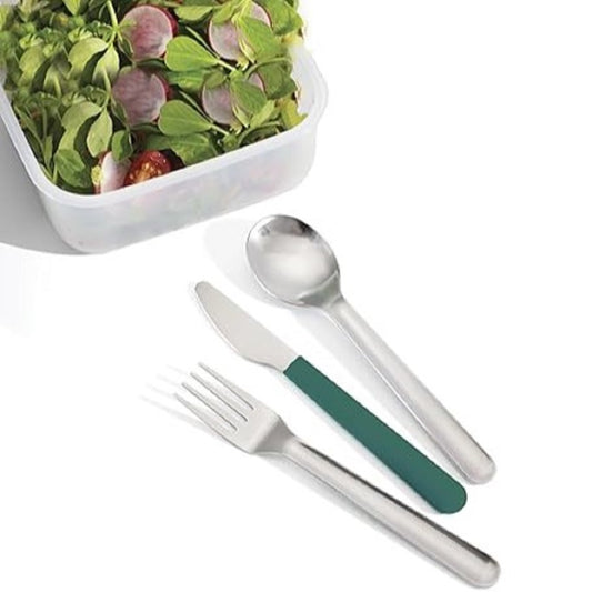 GoEat Space Saving Stainless Steel Cutlery Set, Teal