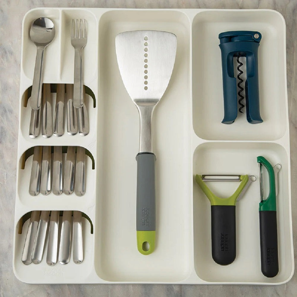 DrawerStore Cutlery, Utensil and Gadget organiser - White/Green
