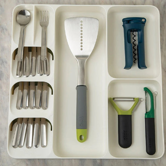 DrawerStore Cutlery, Utensil and Gadget organiser - White/Green