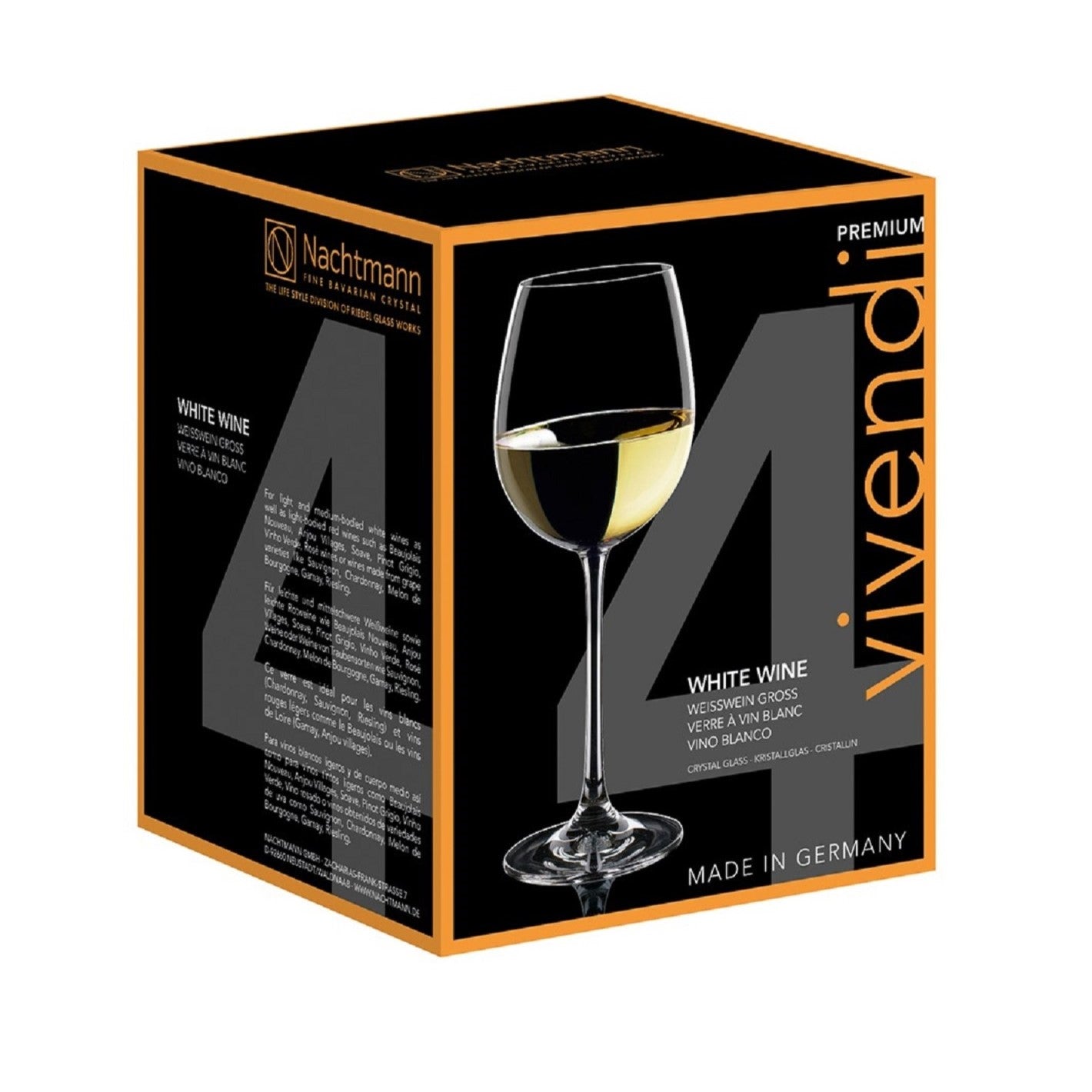 Vivendi Crystal White Wine 474 ml Set of 4