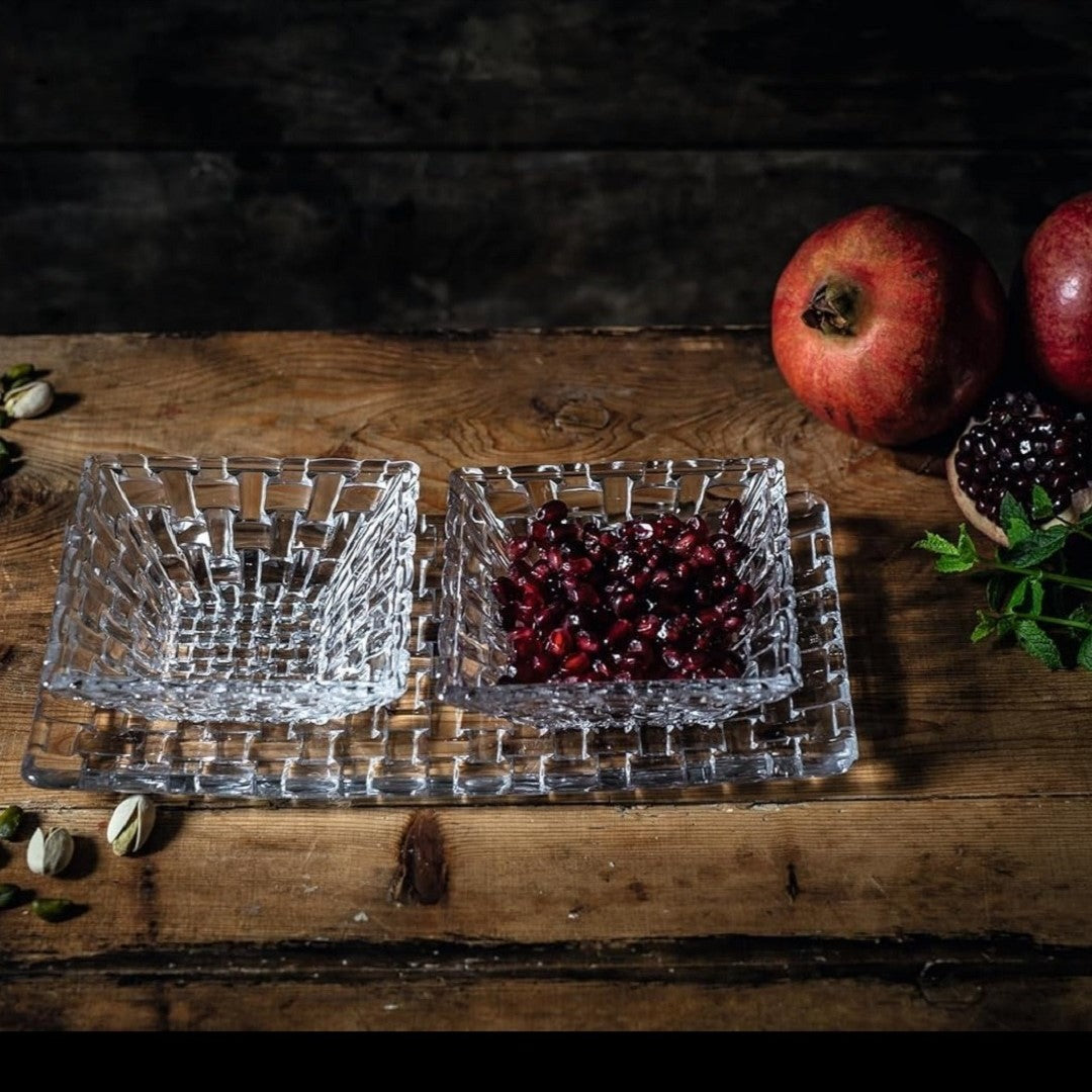 Nachtmann Bossa Nova Crystal Square Bowl Set, 100ml/12cm, Set of 2, Clear
