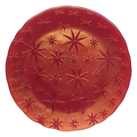 Nachtmann Star Red Crystal Charger Plate, 32cm, Clear
