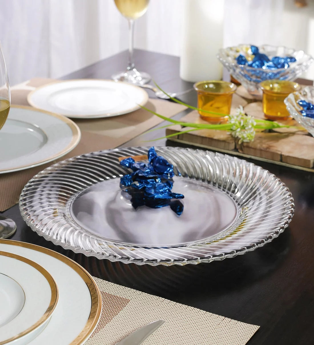 Samba Crystal Platter 32 cm Center Plain (Set of 2)