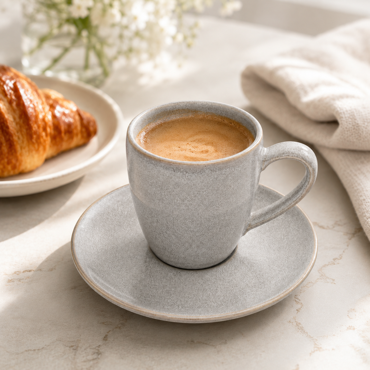 Mesa M248 GREY COUPE ESPRESSO CUP & SAUCER SET 4 (2 Cup & 2 Saucer)