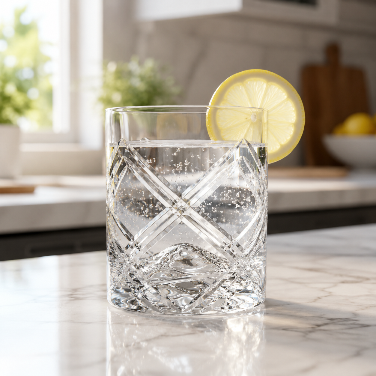 HANDCUT LOTUS CUT WHISKY TUMBLER SET OF 4