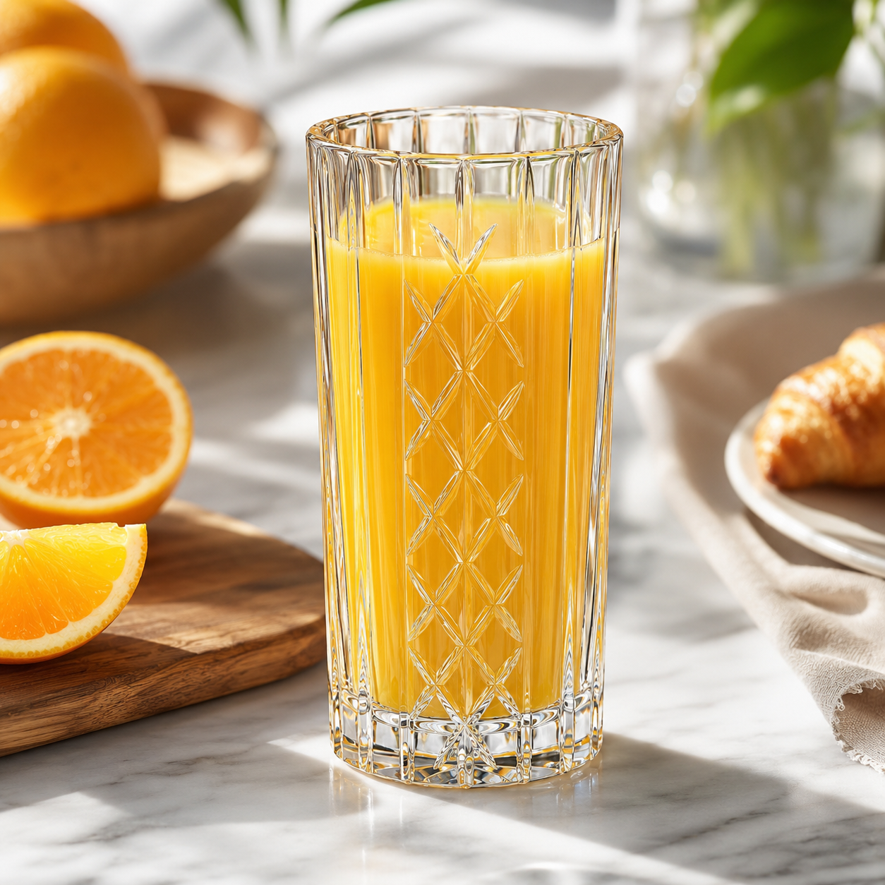 HANDCUT DIAMOND WITH KILLI CUT LONG DRINK TUMBLER SET OF 4