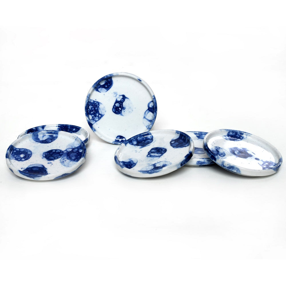 Tablejoy Edged Cannapes Plate Set'6 Blu