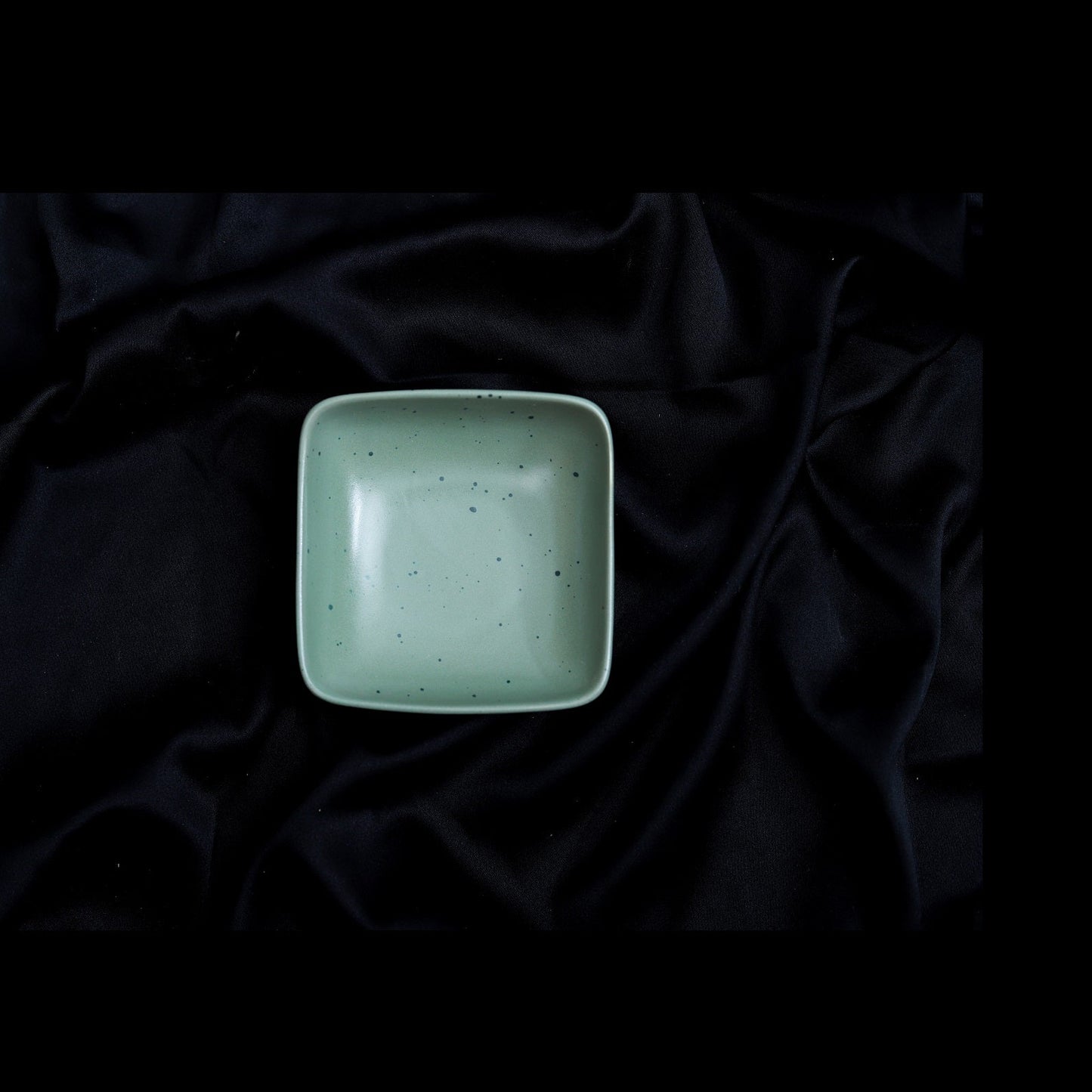 FUJITAKE BOWL VITAL SQUARE 12CM MIST GREEN DOTTS SET OF 6