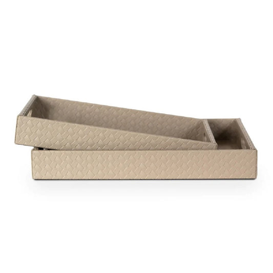 Three Sixty Leather Entwine Set of 2 Tray