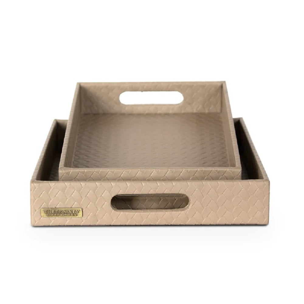 Three Sixty Leather Entwine Set of 2 Tray