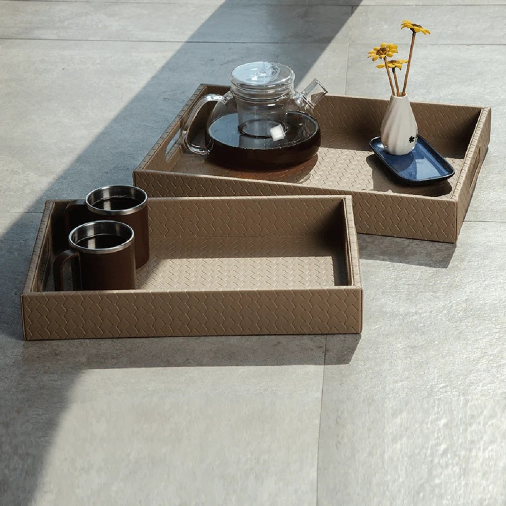 Three Sixty Leather Entwine Set of 2 Tray