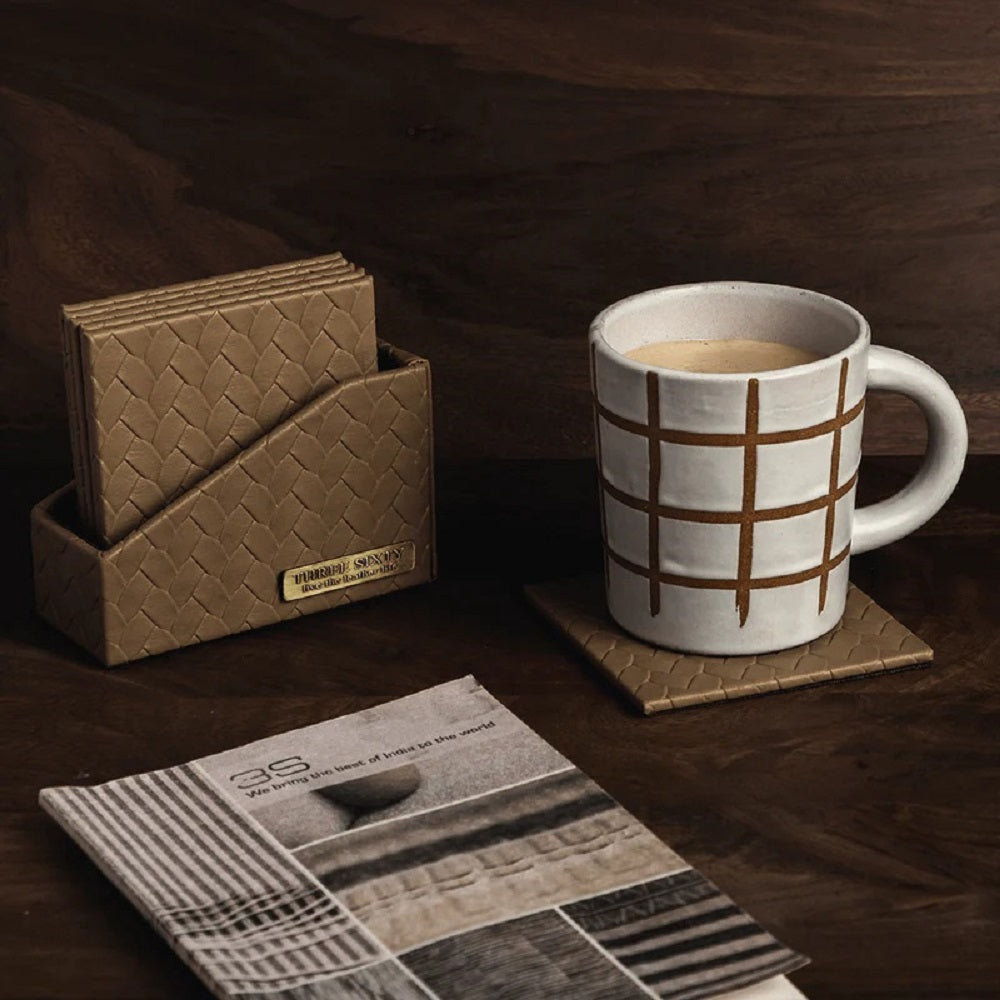 Three Sixty Leather Entwine Set Of 6 Coasters