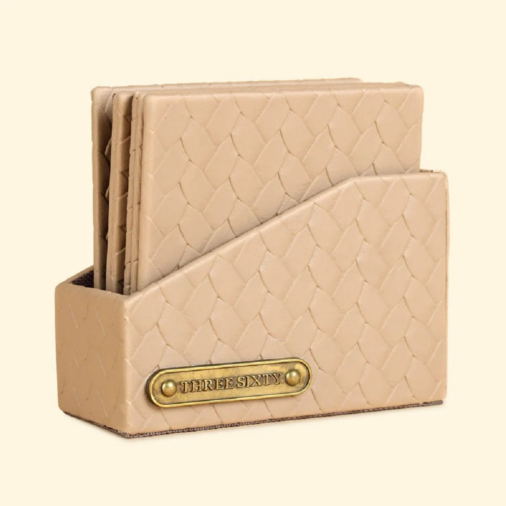 Three Sixty Leather Entwine Set Of 6 Coasters